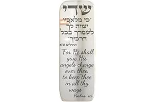 TYLDUM Car Mezuzah, Jewish Car Mezuzah for Auto with Travelers Prayer Scroll Engraved Kosher, Judaica Gifts, Jewish Gifts Yisrael Gifts, Made in Canada Plexiglass by Jewish Artisan (Clear Silver)