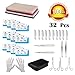 32 Pcs Suture Practice Kit, Suture Pad/12 Suture with Needle/Needle Holders/Hemostatic Forceps/Scissors/Dressing Forceps/Tissue Forceps/Scalpel Handle/10 Blades/Plastic Handle Scalpel/Gloves/Case