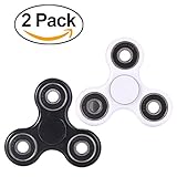 (2 Pack) KAMII Tri Fidget Hand Spinner - Fidget Work Ultra Fast Bearing Good for ADHD EDC Focus Toy for Killing Time (Black & White)