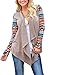 Creabygirls® Womens Geometric Print Drape Irregular Open Front Knit Cardigan