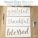 Grateful, Thankful, Blessed Stencil Set | Large Beautiful Calligraphy Stencils for Painting on Wood, DIY Farmhouse Decor, Create Rustic French Country Word Stenciled Signs