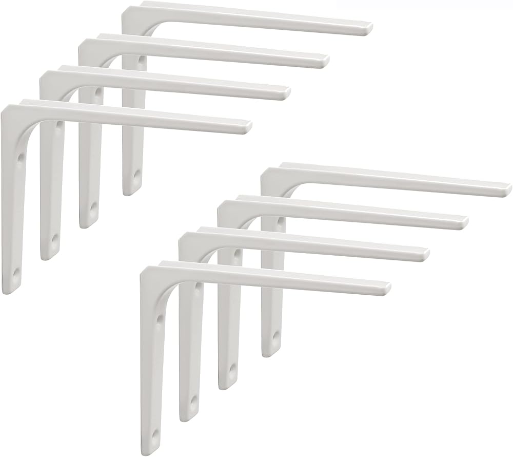 Sayayo Shelf Bracket Corner Brace 150mm x 125mm White 8Pcs EJR150W-8P