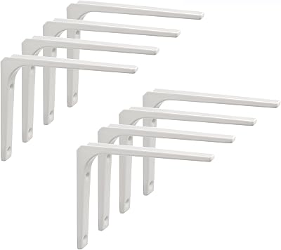 Sayayo Shelf Bracket Corner Brace 150mm x 125mm White 8Pcs EJR150W-8P