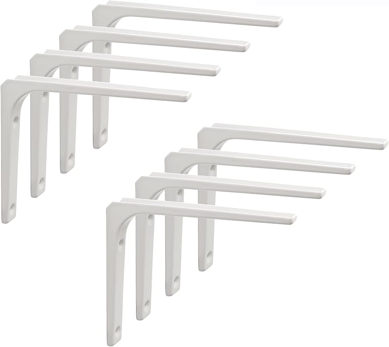Sayayo Shelf Bracket Corner Brace 150mm x 125mm White 8Pcs EJR150W-8P