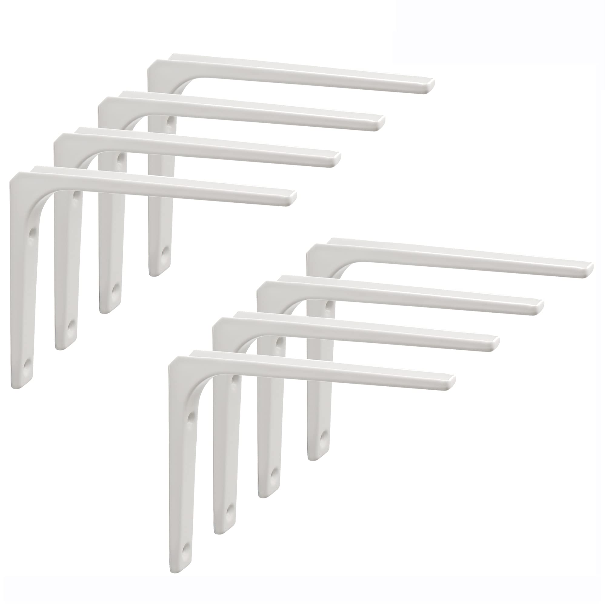 Sayayo Shelf Bracket Corner Brace Angle Bracket Shelf Support Wall Hanging 150mm*125mm, Metal Bright White Finished, 8 Pcs, EJR150W-8P — image 1