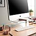 VonHaus Large Curved Glass Monitor Stand - Adjustable Height Multiple Screen Riser for PC Monitors, Computers, Laptops & TVs - 27.5 x 9.5 inches - Clear