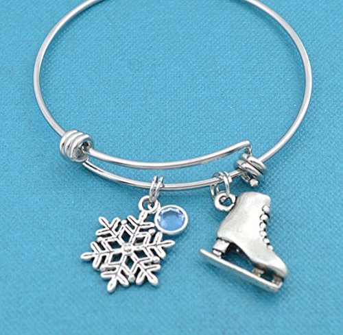 Little Girls Ice Skating Bangle Bracelet in stainless steel. Little girls jewelry. Little girls bracelet. Ice skating gifts. Ice skater.