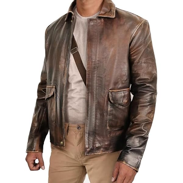Distressed Brown Vintage Leather Jacket - Motorcycle Leather