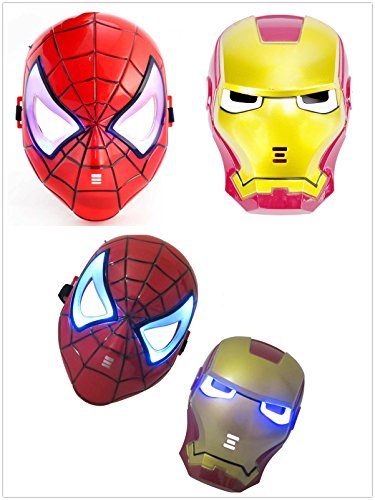 REINDEAR Halloween Iron Man Spider-man LED Light Eye Face Mask Masquerade Cosplay Costume US Seller