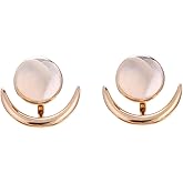 Round Jacket Earrings for Women Bohemian Round Earrings Gold Round Stud Earrings Arc Bar Earrings Vintage Front Back Earrings Jewelry for Girls Gifts