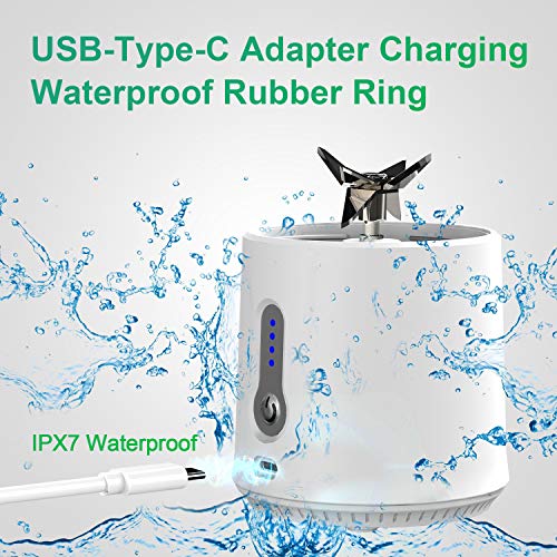 chalvh Portable Blender, 16.9 Oz Personal Blender for Shakes, Smoothie and Fruit Juice, Mini Personal Size Mixer with USB Rechargeable 6 Stainless Steel Blades, BPA Free 500ml Cup for travel-White