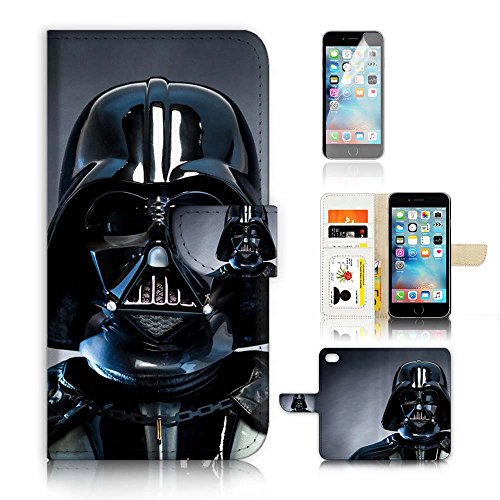 For iPhone Plus Plus Flip Wallet Case Cover and Screen Protector  Bundle A6541 Darth Vader Starwars