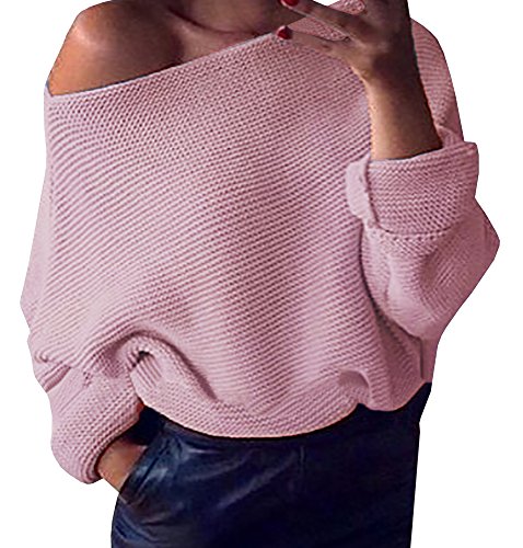 Dellytop Women's Sexy One Off Shoulder Knitted Pullover Loose Sweater Tops Dellytop Women's Sexy One Off Shoulder Knitted Pullover Loose Sweater Tops