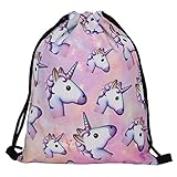 Susi&Rita Gym Drawstring Bags Sport Yoga School Backpack 3D Design (Unicorn)