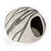 TWINCRITTERS - Handcrafted Cat Cave Bed (Large) I Ecofriendly Cat Cave I Felted from 100% Natural Merino Wool I Handmade Pod for Cats and Kittens I Warm and Cozy cat Bed (Raw Fog)