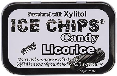 ICE CHIPS Licorice Xylitol Mints 6 Single Tins by Ice Chip Candy
