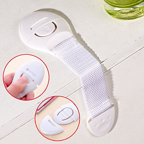 Compia 10Pcs Baby Adhesive Safety Lock For Cabinet Door Drawers Refrigerator