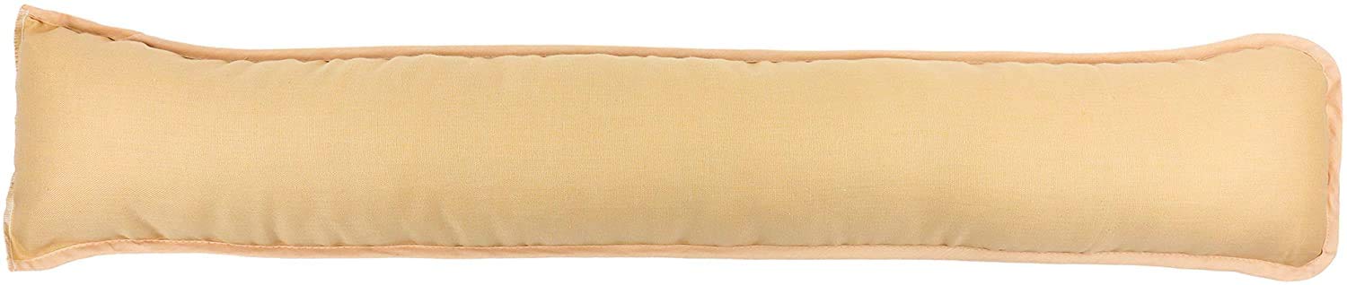 Pavla-Outlet Plain Dyed Fabric Draught Excluder Hollowfibre Filled Draught Stopper Cushion Bottom of Door/Window Draft Guard/Energy Saver Draft Insulator - 90x18cm (Beige, Pack of 1)