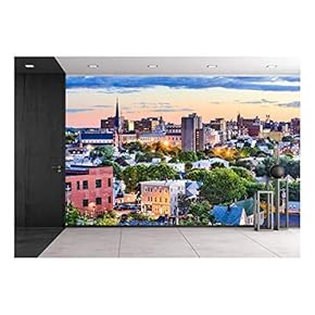 Portland, Maine, USA Downtown Skyline. - Removable Wall Mural | Self-Adhesive Large Wallpaper - 66x96 inches