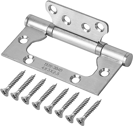 GOYADA 12 Pcs Flush Hinges, 100mm/4inch Stainless Steel Flush Hinge Heavy Duty, 3mm Thick Door Hinges Internal with Screws for Home Cupboard, Kitchen Cabinet, Internal Door (Silver)