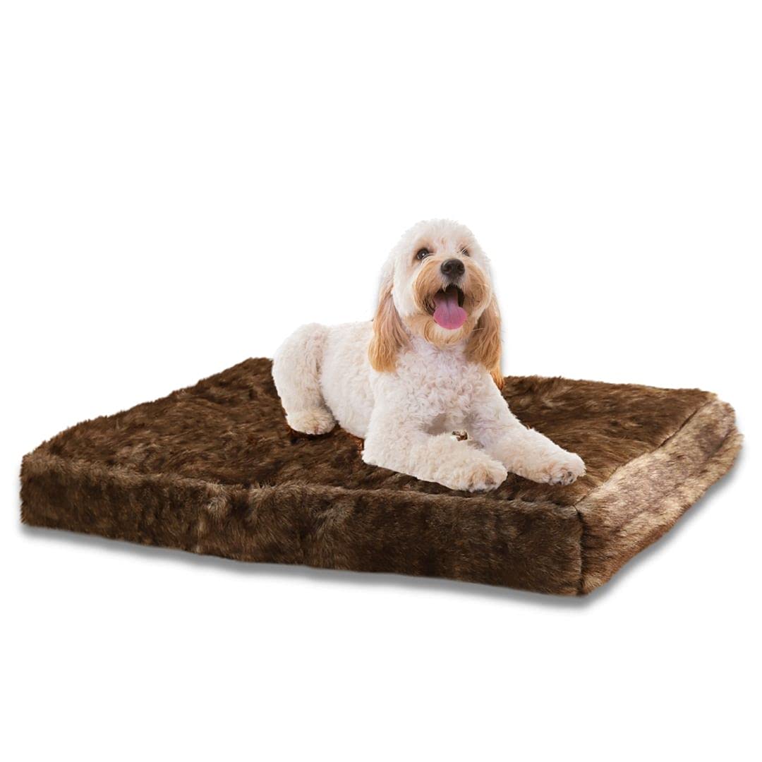 Millie Mats Pet Bed Plush Faux Fur Bed for Small & Medium Size Dog, Puppy or Cat. Use as Crate Bed. Washable Removable Cover for Easy Clean. Soft, Warm & Luxurious for stretchers & Belly Loungers