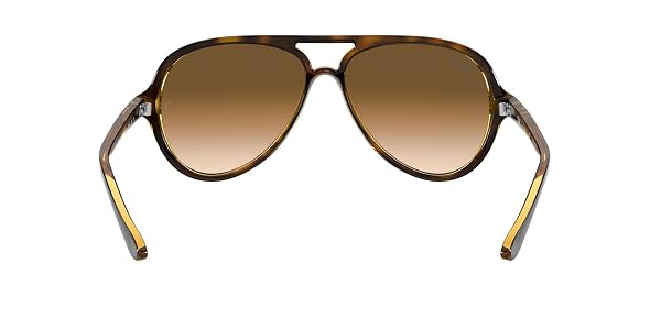 RAY-BAN UNISEX RB4125 CATS 5000 AVIATOR SUNGLASSES, LIGHT HAVANA/CLEAR GRADIENT BROWN, 59 MM