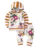 2pcs Girls Hooded Sweatshirt Tops Floral Pants Baby Take Home Outfits Costume (2 T, Yellow)