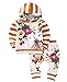 2pcs Girls Hooded Sweatshirt Tops Floral Pants Baby Take Home Outfits Costume (2 T, Yellow)