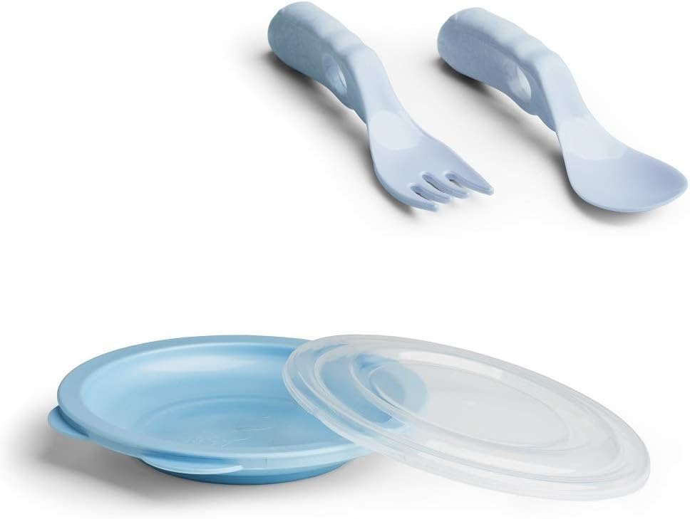 Herobility HeroEcoPlate & HeroEcoCutlery, Baby & Toddler Feeding Set-Plate & Cutlery-Knifes, Forks & Spoons, Blue