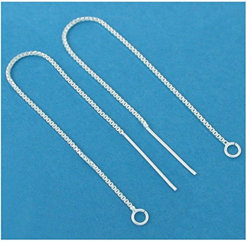 2pcs Sterling Silver Ear Threads Long Chain Earrings with Loops | 5 inch Drop Earring Threader Findings Strong Long Lasting SS297-5