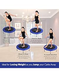 SereneLife Portable & Foldable Trampoline - 36" In-Home Mini Rebounder, Fitness Body Exercise - Updated Version - SLSPT365