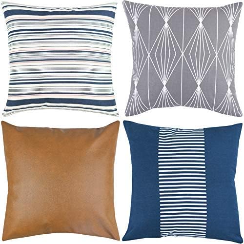 Woven Nook Decorative Throw Pillow Covers, Finn Style, 18 x 18 Inches (Set of 4)