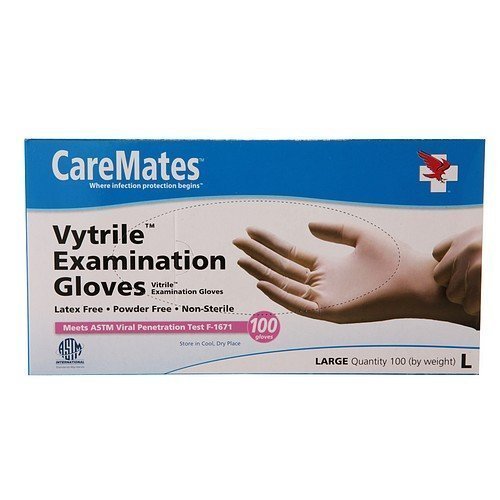 CareMates Vytrile-Powder Free Examination Gloves, Large 100 ea