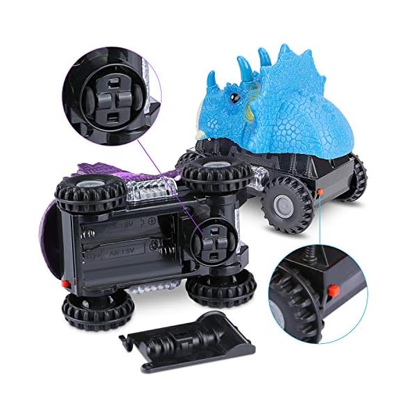 Vimzone-Dinosaur-Car-Toys-Electric-Dinosaur-Vehicles-Toys-with-LED-Light-Realistic-Sound-Big-Tire-Wheel-Dino-Cars-Gift-Presents-for-3-8-Year-Old-Boys-Girls-Toddlers-BluePurple-2-Pack Vimzone Dinosaur Car Toys, Electric Dinosaur Vehicles Toys with LED Light & Realistic Sound & Big Tire Wheel, Dino Cars Gift Presents for 3-8 Year Old Boys Girls Toddlers (Blue&Purple, 2 Pack)