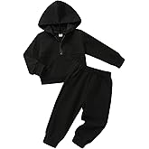 Happy Town Baby Clothes for Girls Boys Solid Color Half-Zip Sweatshirt and Sweatpants Outfits Set Fall Toddler Sweatsuit