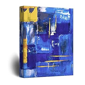 Canvas Wall Art - Abstract Blue Color Oil Paints on Canvas - Giclee Print Gallery Wrap Modern Home Art Ready to Hang - 12x18 inches