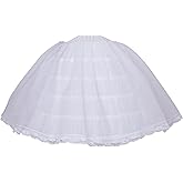 BBSET Women Puffy Crinoline Petticoat 6 Hoop 2 Tulle Layers Skirt Slips Long Underskirt for Quinceanera Wedding Bridal Dress