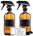 16 Oz. Amber Glass Trigger Spray Bottles Refillable Set of 2 with Phenolic Caps, Chalk Stickers & White Labels