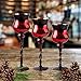 Tulip Hurricane Candle Holders Set of 3, Mercury Red Ombre Crackle Glass Twisted Long Stem for Holiday Centerpiece & Home Decor
