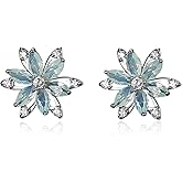 14K Gold Cherry Blossom Marquise Cut Moissanite Stud Earrings for Women with Sakura Design, Delightful Gift for Her