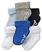 Little Me baby boys Boys' 6 Pack Infant Socks, Blue/White/Gray, 6-12 Months US