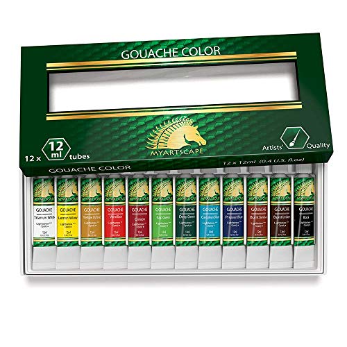 MyArtscape Gouache Paint Set 12 x 12ml Tubes Artist Quality