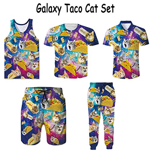 RAISEVERN Sportswear Pants 3D Galaxy Taco Cat Printed Jogger Pants