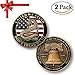 zcccom 2 pcs Set of Challenges Coins Deluxe Collector’s Set | Don't Tread on Me - Liberty Bell Challenge Coin - Officially Licensed Each Coin Comes w/ a Plastic Round Display Case