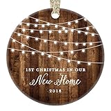 Housewarming Gifts 2018, Dated 1st Christmas In Our New House Ornament New Home Rustic Xmas Farmhouse Collectible Homeowner Present Real Estate Agent 3