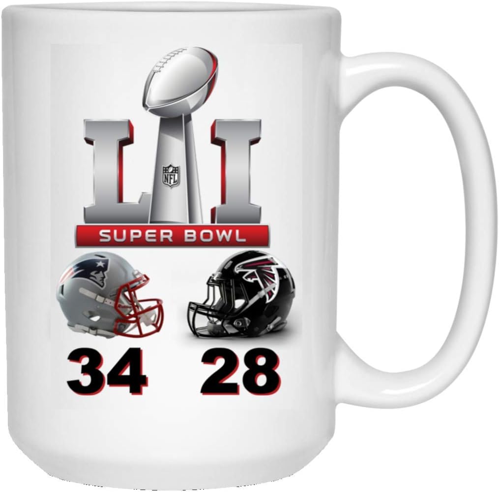 Super Bowl 51 Final Score Coffee Mug Patriots Mug Falcons Mug 15 Oz White Ceramic Cup Great For Tea Hot Chocolate Li Nfl Nfc Afc Perfect