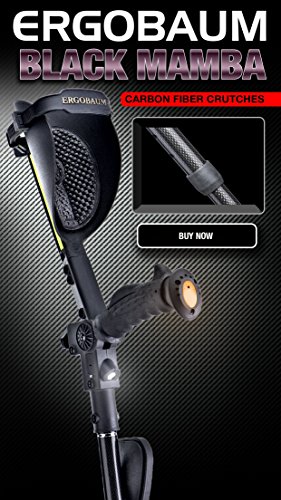 Ergobaum¨ Prime by Ergoactives. 1 Pair (2 Units) of Ergonomic Forearm Crutches - Adult 5' - 6'6'' Adjustable (Carbon Fiber) - Thumbnail 2