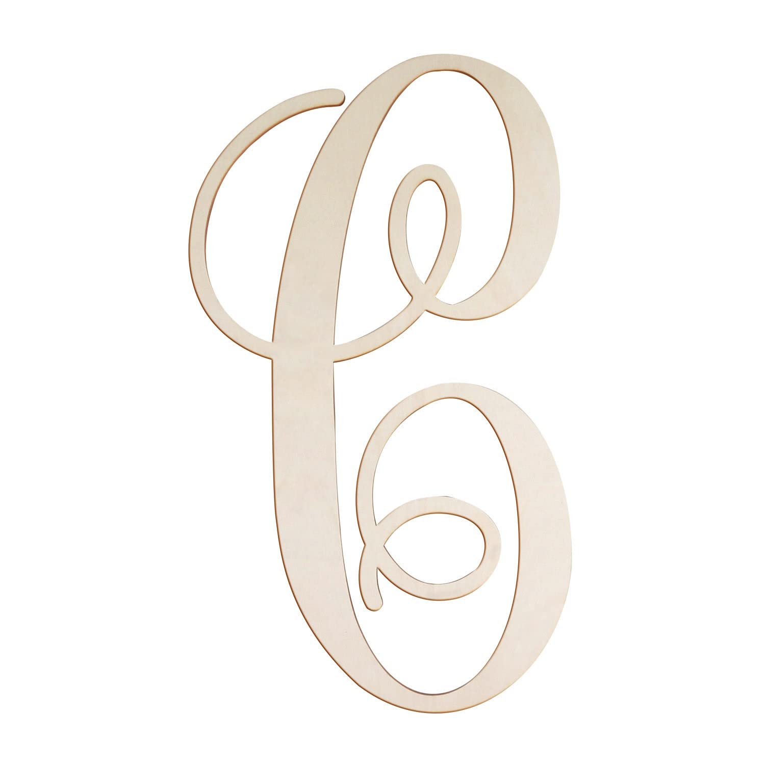 Cursive Wooden Letters C for Wall Decor 14 Inch Large Wooden Letters Unfinished Monogram Wood Letter Crafts Alphabet Sign Cutouts for DIY Painting Door Hanger (C)