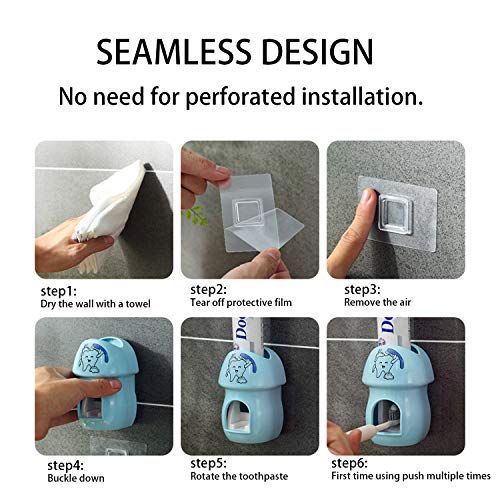 BZ Toothbrush Holder Automatic Toothpaste Dispenser Set Kids Hands Free Toothpaste Squeezer for Family Washroom Bathroom - Thumbnail 3