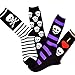 TeeHee Novelty Happy Halloween Fun Crew Socks for Women 4-Pack (Skulls)
